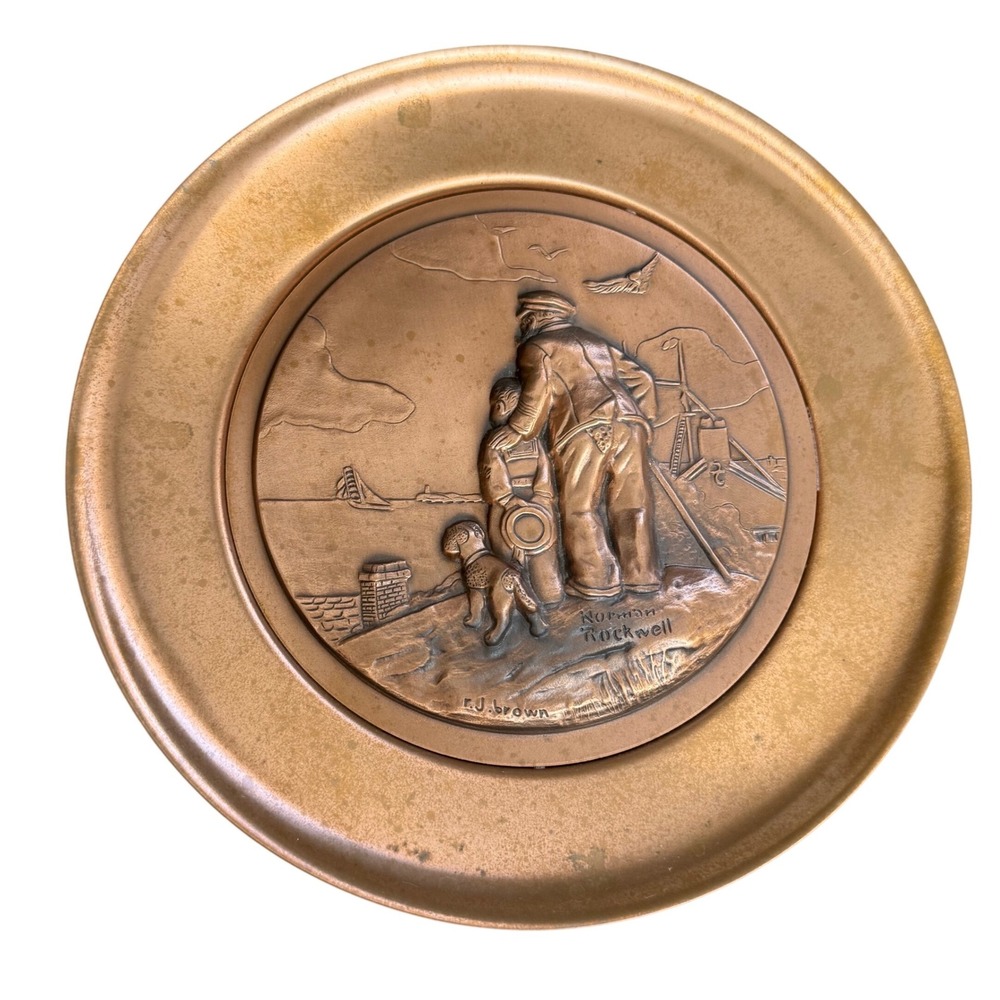 Norman Rockwell Looking Out To Sea 1977 Creative World Bronze Plate No 3104